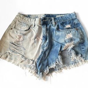 Blank NYC Two-Tone Distressed Jean Shorts
